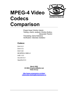 MPEG-4 Video Codecs Comparison