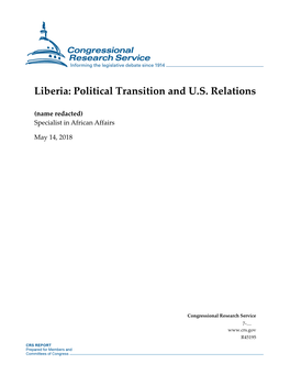 Liberia: Political Transition and U.S. Relations