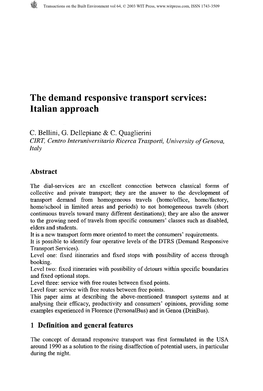 The Demand Responsive Transport Services