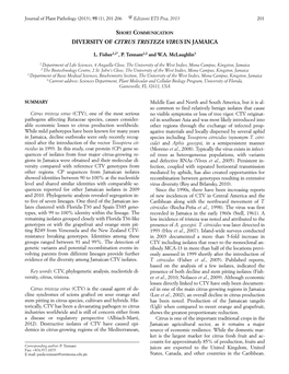 Diversity of Citrus Tristeza Virus in Jamaica