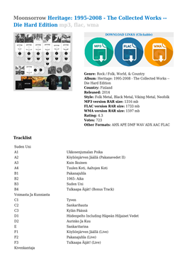 Moonsorrow Heritage: 1995-2008 - the Collected Works -- Die Hard Edition Mp3, Flac, Wma