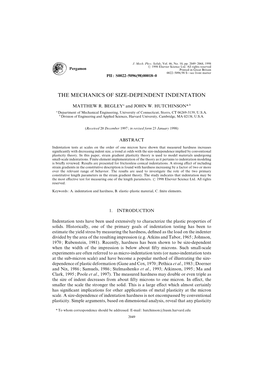 The Mechanics of Size!Dependent Indentation