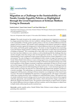 Migration As a Challenge to the Sustainability of Nordic Gender Equality Policies As Highlighted Through the Lived Experiences of Eritrean Mothers Living in Denmark