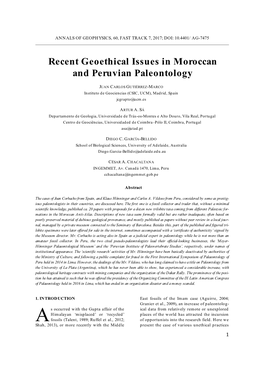 Recent Geoethical Issues in Moroccan and Peruvian Paleontology