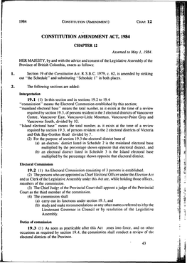 C. 12 – Constitution Amendment Act, 1984