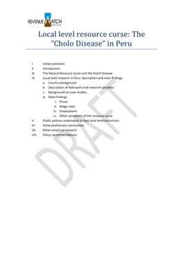 Local Level Resource Curse: the “Cholo Disease” in Peru