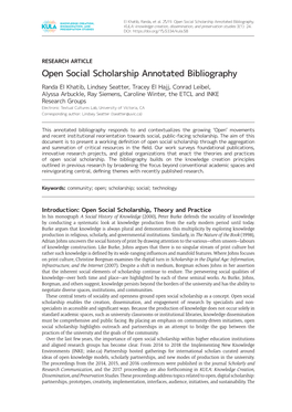 Open Social Scholarship Annotated Bibliography