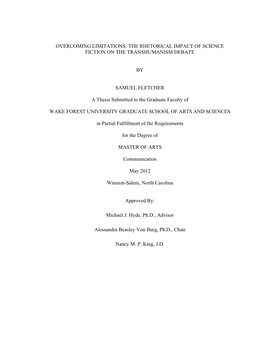 Overcoming Limitations: the Rhetorical Impact of Science Fiction on the Transhumanism Debate