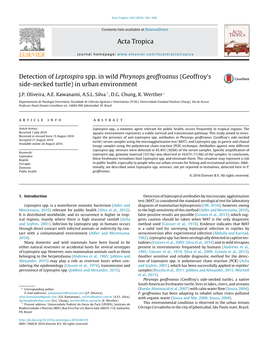 Detection of Leptospira Spp. in Wild Phrynops Geoffroanus (Geoffroy's Side-Necked Turtle) in Urban Environment