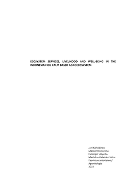 Ecosystem Services, Livelihood and Well-Being in the Indonesian Oil Palm Based Agroecosystem