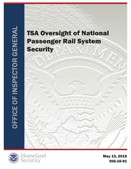 TSA Oversight of National Passenger Rail System Security (Rpt)