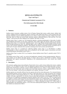 QUILLAIA EXTRACTS Type 1 and Type 2