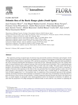 Dolomite Flora of the Baetic Ranges Glades (South Spain)