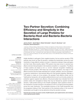 Two-Partner Secretion: Combining Efﬁciency and Simplicity in the Secretion of Large Proteins for Bacteria-Host and Bacteria-Bacteria Interactions