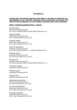 Categoria a Lavoratori Che Hanno Prestato Non Meno Di