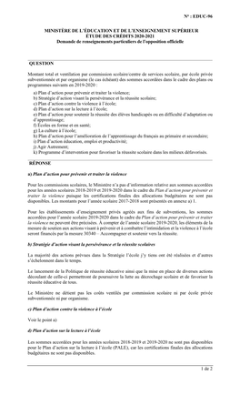 No : EDUC-96 1 De 2 MINISTÈRE DE L'éducation ET DE L