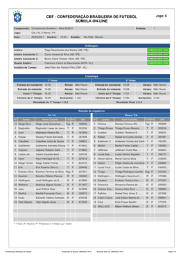 Confederação Brasileira De Futebol Súmula On-Line 1