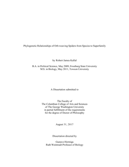 Phylogenetic Relationships of Orb-Weaving Spiders from Species to Superfamily