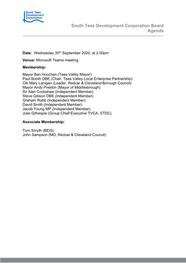 South Tees Development Corporation Board Agenda