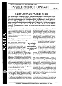 Eight Criteria for Congo Peace