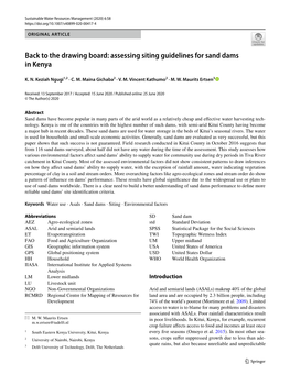 Assessing Siting Guidelines for Sand Dams in Kenya