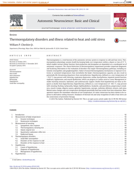 Thermoregulatory Disorders and Illness Related to Heat and Cold Stress