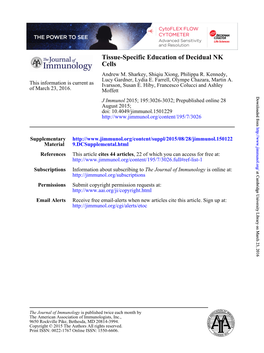 Cells Tissue-Specific Education of Decidual NK