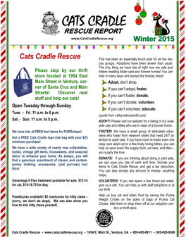 CATS CRADLE RESCUE REPORT Winterwinter 20152015