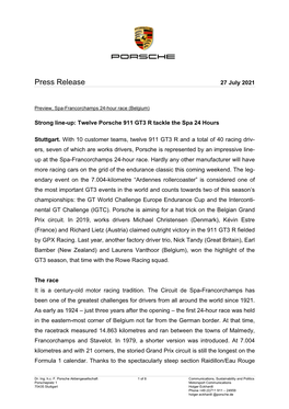 Press Release 27 July 2021