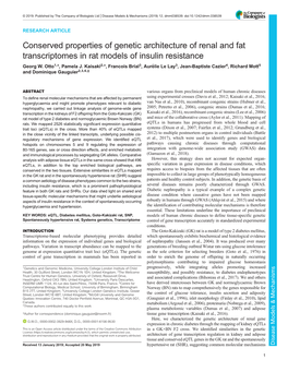 Conserved Properties of Genetic Architecture of Renal and Fat Transcriptomes in Rat Models of Insulin Resistance Georg W