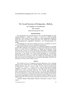 The Crystal Structure of Livingstonite, Hgsb4s8 with 14 Figures