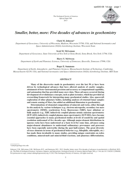 Smaller, Better, More: Five Decades of Advances in Geochemistry