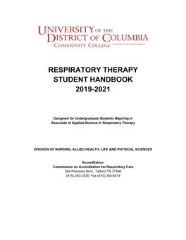 Respiratory Therapy Handbook 2019-2021