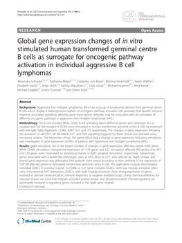 Global Gene Expression Changes of in Vitro Stimulated Human Transformed