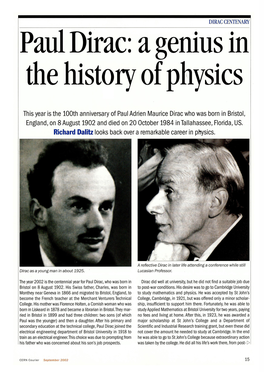 Paul Dirac: a Genius in the History of Physics