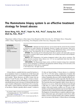 The Mammotome Biopsy System Is an Effective Treatment Strategy for Breast Abscess