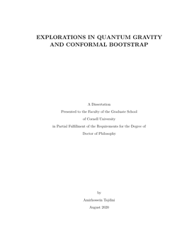 Explorations in Quantum Gravity and Conformal Bootstrap