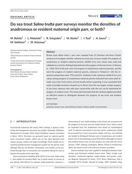 Do Sea Trout Salmo Trutta Parr Surveys Monitor the Densities of Anadromous Or Resident Maternal Origin Parr, Or Both?