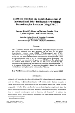 Synthesis of Iodine-123 Labelled Analogues of Imidazenil and Ethyl