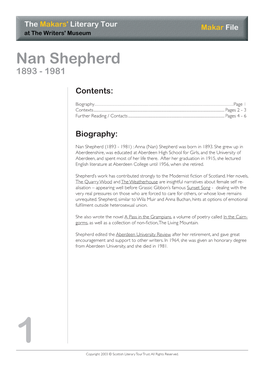 Nan Shepherd 1893 - 1981