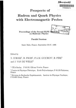 Prospects of Hadron and Quark Physics with Electromagnetic Probes