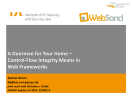 Doorman for Your Home – Control-Flow Integrity Means in Web Frameworks