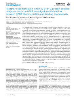 Receptor Oligomerization in Family B1 of G-Protein-Coupled Receptors: Focus on BRET Investigations and the Link Between GPCR Oligomerization and Binding Cooperativity