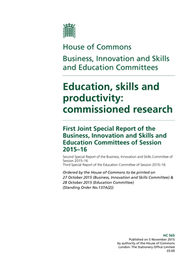 Education, Skills and Productivity: Commissioned Research