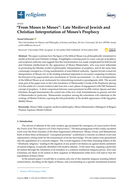 From Moses to Moses”: Late Medieval Jewish and Christian Interpretation of Moses’S Prophecy