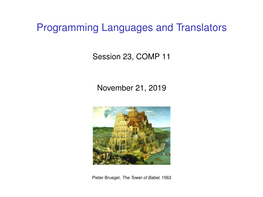 Programming Languages and Translators