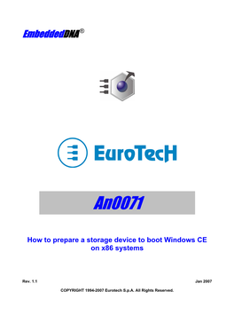 How to Prepare a Storage Device to Boot Windows CE on X86 Systems