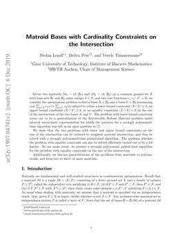 Matroid Bases with Cardinality Constraints on the Intersection