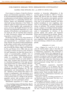 Fox-Fordyce Disease with Hidradenitis Suppurativa* Rachel Ford Spiller, M.D