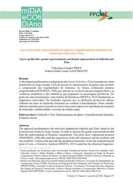 Eu Cresci Assim: Representações De Gênero E Empoderamento Feminino Nas Telenovelas Gabriela E Tieta